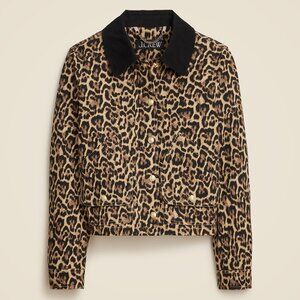 NWT J.Crew Short Barn Jacket in Leopard Cotton Canvas